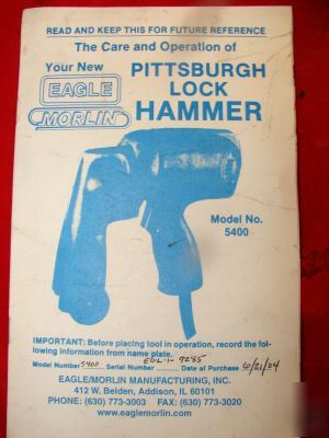Eagle morlin hammerlock hammer lock lockformer hvac