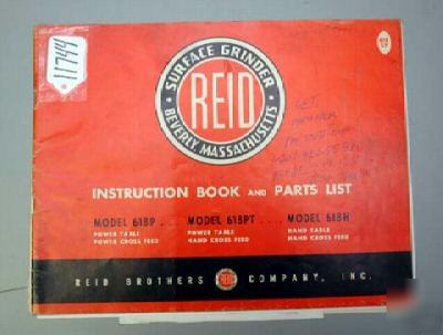 Reid instruction & parts manual 618 grinders: