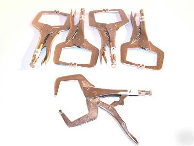 5 pc. 11'' locking c clamp no pads welding hold tools 