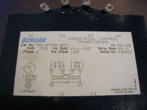 Dongan 50 - 0750 - 053 .75 kva industrial transformer
