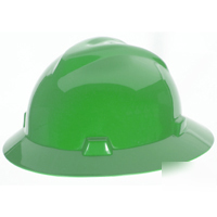 Msa safety works green hard hat w/ratchet susp. 475370