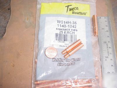 New lot of 25 .035 mig welder contact tips WS14H-35 .
