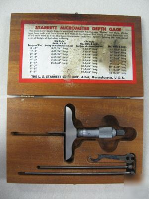 Micrometer depth gages starrett series 445 .01 cent bid