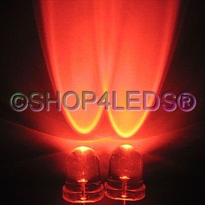 New 100 pcs 8MM wide angle 45KMCD red led f/r 40Â° 
