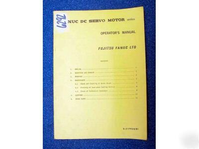Fanuc operators manual for dc servo motor series