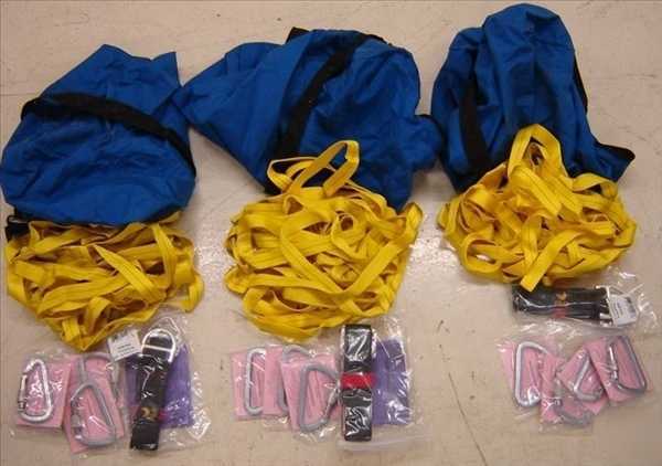 Lot of 3 - pmi pickoff strap/webbing/carabiner kits 