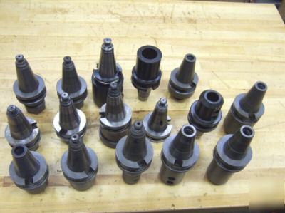 Misc. cincinnati cma 45 em,& collet holders, 16 pcs.