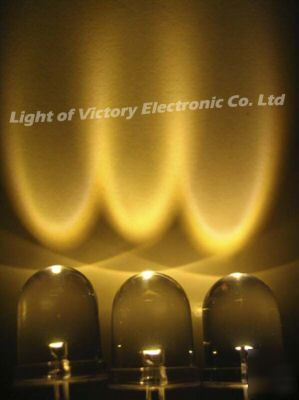 100P 10MM warm white led 85,000MCD 60Â° 3000K + resistor