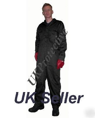 Black zip front boiler suit, overall, workwear - 2XL