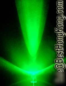 Green led set of 1000 super bright 5MM 40000MCD+ f/r