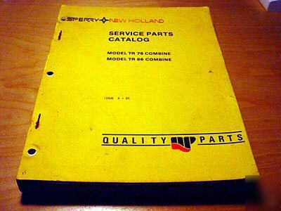 New holland TR76 TR86 combine parts manual nh tr oem