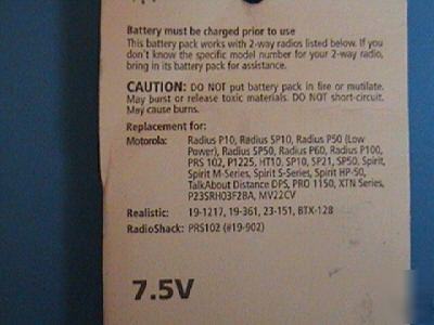 Radioshack 23-9049 rechargeable battery motorola radio