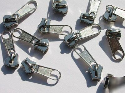 #5 molded plastic zipper sliders long-pull nickel 100PC