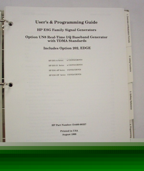 Hp esg signal generator users and programmers manual