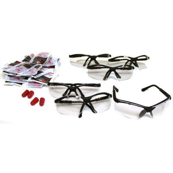 6 clear hunting safety shooting glasses & 20 ear plugs