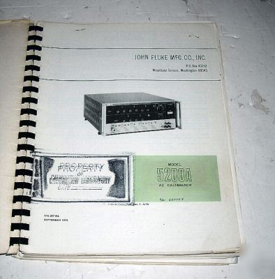 Fluke 5200A operators & service manual 