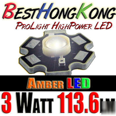 High power led set of 100 prolight 3W amber 113.6LM