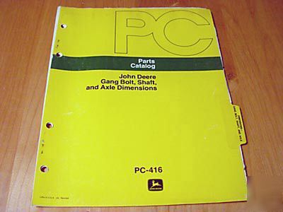 John deere gang bolt shaft disk harrow parts manual jd