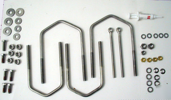 Lot of 4 large stainless steel u bolts and hardware