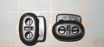 25 black bean drawstring cord locks, stops flat 2 hole