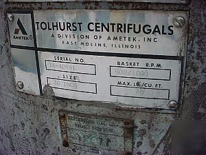 Basket centrifuge 30 inch ametek tolhurst lower price