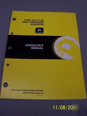John deere operators manual 210G 214G pressure washers