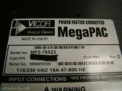 Vicor megapac power supply MP2-76523 DC24V 1200W