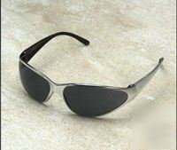 12 safety glasses smoke metallic wraparound lot lots