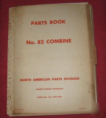Massey-ferguson no.82 combine parts catalog 