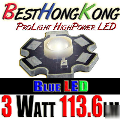 High power led set of 100 prolight 3W blue 113.6 lumen