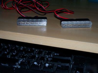 Red led strobe grille lights, pair, 12V (show lights)