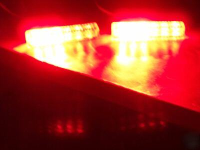 Red led strobe grille lights, pair, 12V (show lights)