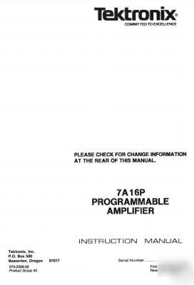Tek tektronix 7A16P opertion & service manual