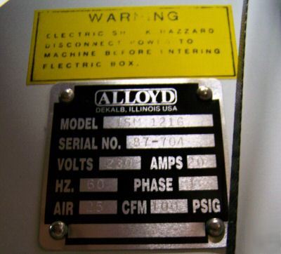 Alloyd medical blister pack sealer 1SM 1216 12