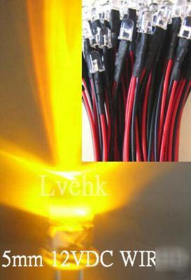 10P 12V dc pre wired 5MM 13,000MCD amber led custom car
