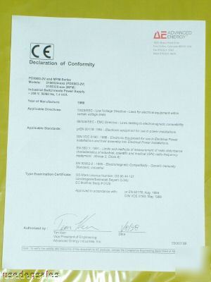 Advanced energy pdx 500 pn#3156024-105C
