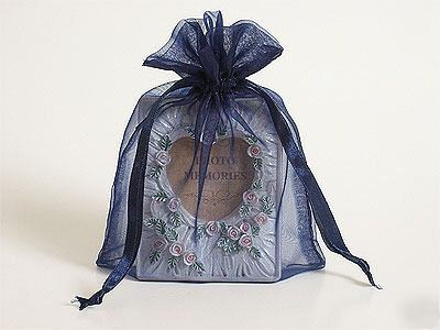 20 pcs 4X5 navy blue organza fabric pouch bags