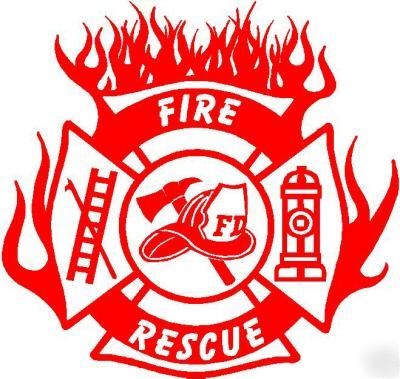 Flaming firefighter rescue maltese 9 x 9 inch